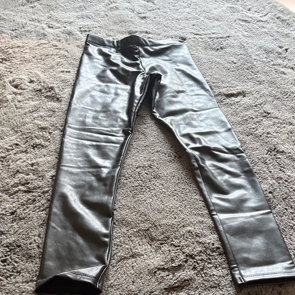 H&M Shiny Black Faux-Leather Kids Leggings